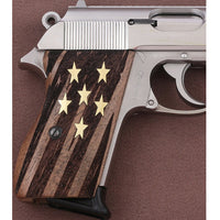 Walther PPK grips made of Walnut Wood with custom logo made of Brass.7